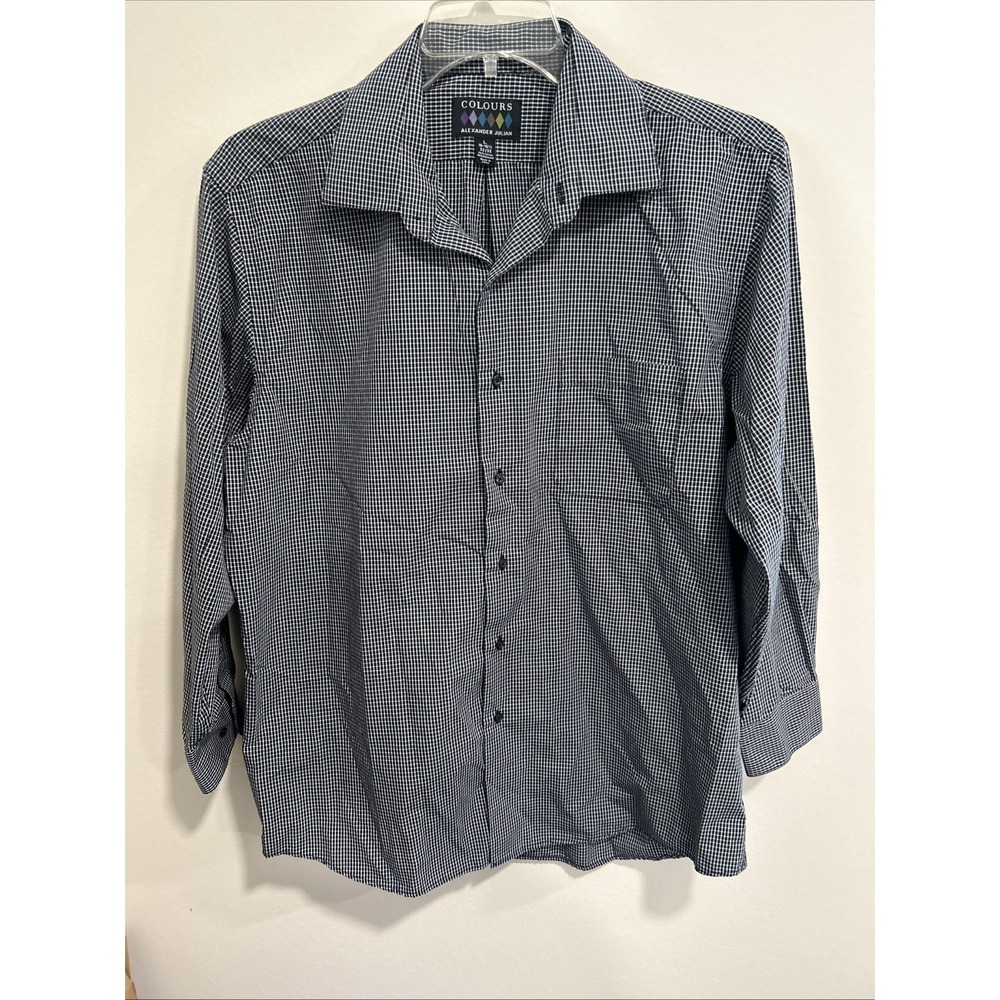 Coulours Alexander Julian Small Black Check Large 16-161/2 Dress‎ Shirt